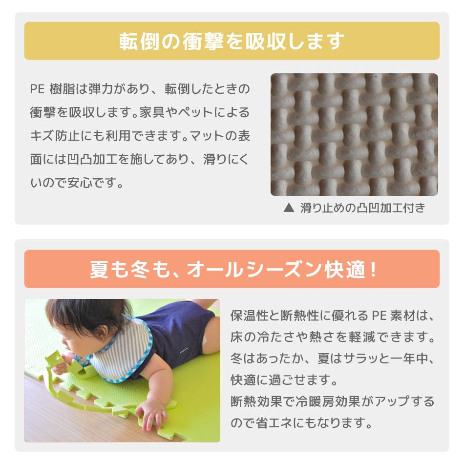 ジョイントマット カーペット 大判 60cm 12畳 64枚 クッションマット フロアマット 厚手2cm じゅうたん 赤ちゃん プレイマット ベビーマット 防音 防水 撥水 床暖房対応 防音マット
