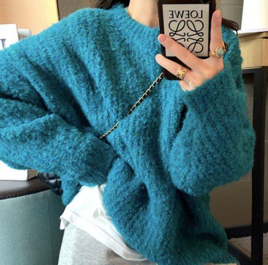 ニット セーター トップス ラウンドネック カジュアル 体型カバー 無地 秋冬 冬服 冬スペシャルセール 癒し系 女子会 デート カジュアル きれいめ 高見え 高級感 防寒 着やすい かわいい おしゃ
