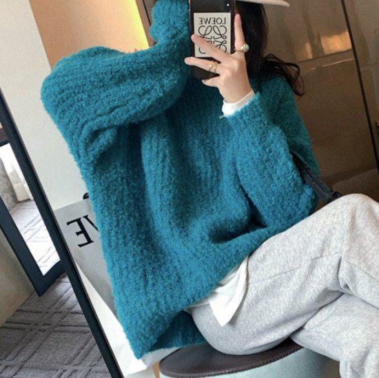 ニット セーター トップス ラウンドネック カジュアル 体型カバー 無地 秋冬 冬服 冬スペシャルセール 癒し系 女子会 デート カジュアル きれいめ 高見え 高級感 防寒 着やすい かわいい おしゃ