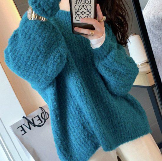 ニット セーター トップス ラウンドネック カジュアル 体型カバー 無地 秋冬 冬服 冬スペシャルセール 癒し系 女子会 デート カジュアル きれいめ 高見え 高級感 防寒 着やすい かわいい おしゃ