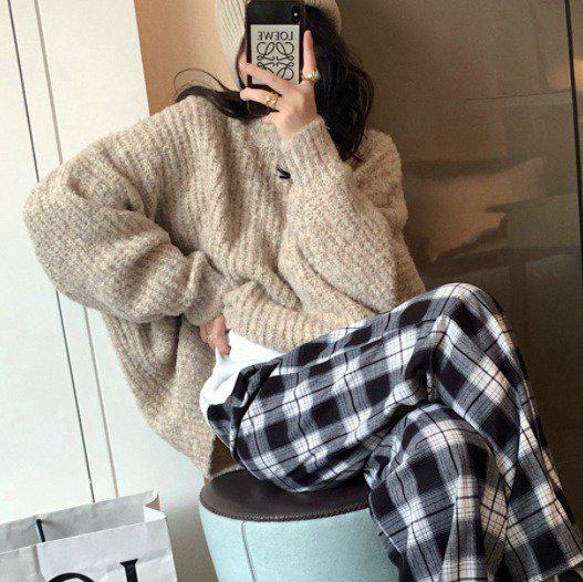 ニット セーター トップス ラウンドネック カジュアル 体型カバー 無地 秋冬 冬服 冬スペシャルセール 癒し系 女子会 デート カジュアル きれいめ 高見え 高級感 防寒 着やすい かわいい おしゃ