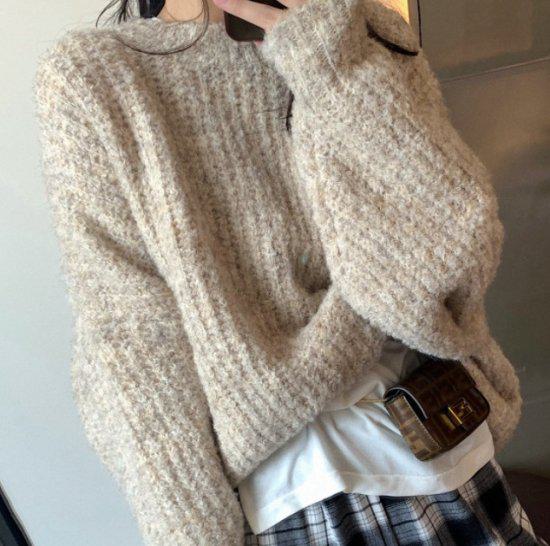 ニット セーター トップス ラウンドネック カジュアル 体型カバー 無地 秋冬 冬服 冬スペシャルセール 癒し系 女子会 デート カジュアル きれいめ 高見え 高級感 防寒 着やすい かわいい おしゃ