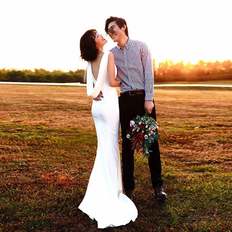 大人気2025 新作 気質 ワンピースホワイトドレス 花嫁ロングドレス 結婚式ワンピース パーティードレス 結婚式 ドレス韓国ファッション