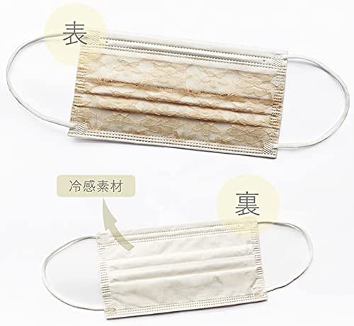 【10点セット】レディース 涼感マスク 50枚 不織布マスク 使い捨て 冷感マスク 4層構造 レース柄 血色マスク11043