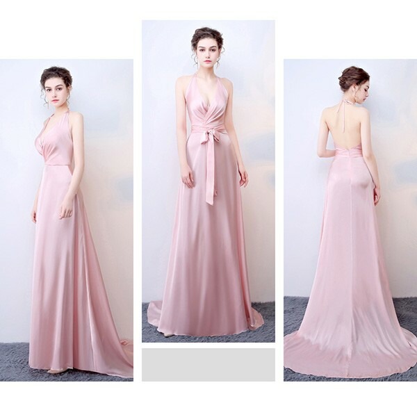 【夏セール！】ロングドレス 演奏会 ピアノ発表会 ホルターネック スレンダーライン サテン ツヤあり 光沢 ワンピース 夏 レディース 涼しい 袖なし ノースリーブ オープンバック リゾート 海 サマ