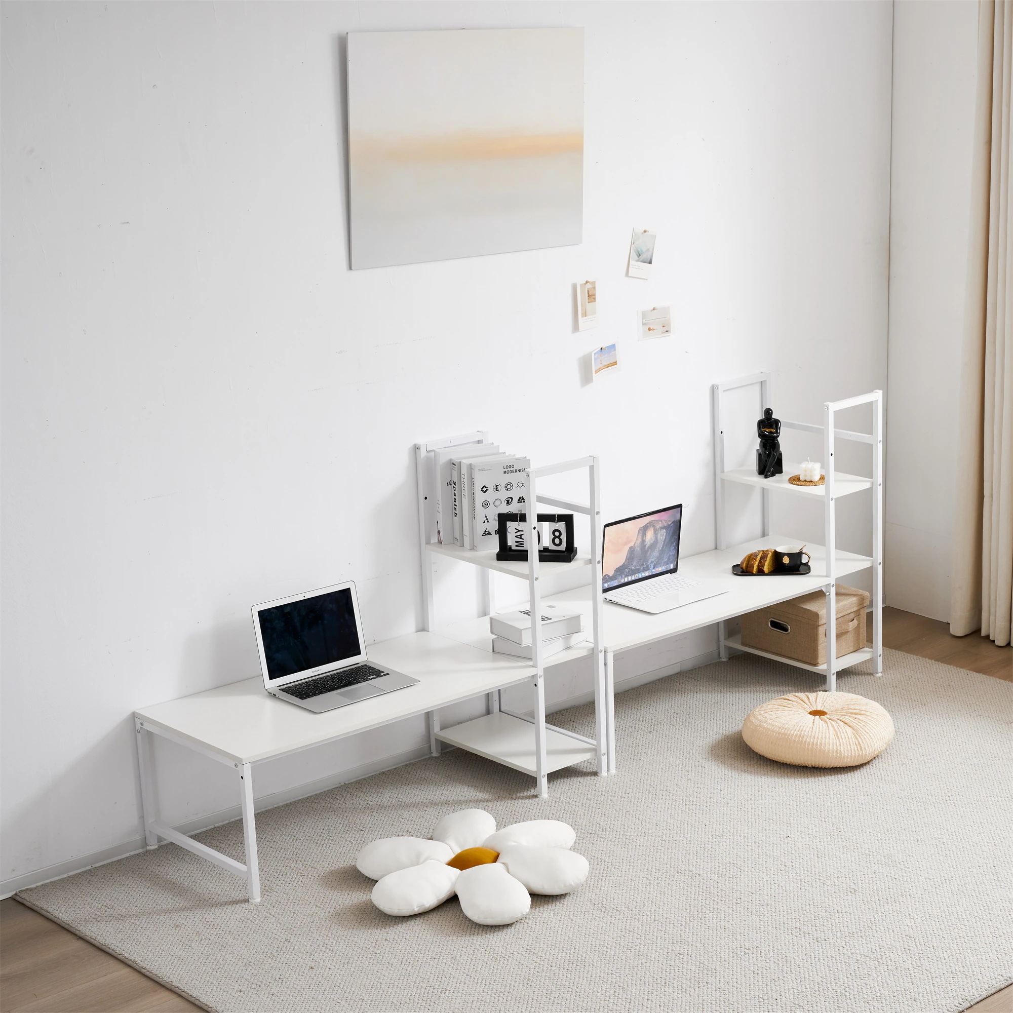 【国内発送M】840【新品登場】【グレー】H型PCデスク ロータイプ一体型 ラック付き デスク ワークデスク 木製 学習デスク 【国内発送M】840【新品登場】【グレー】H型PCデスク ロータイプ一体型 ラック付き デスク ワークデスク 木製 学習デスク