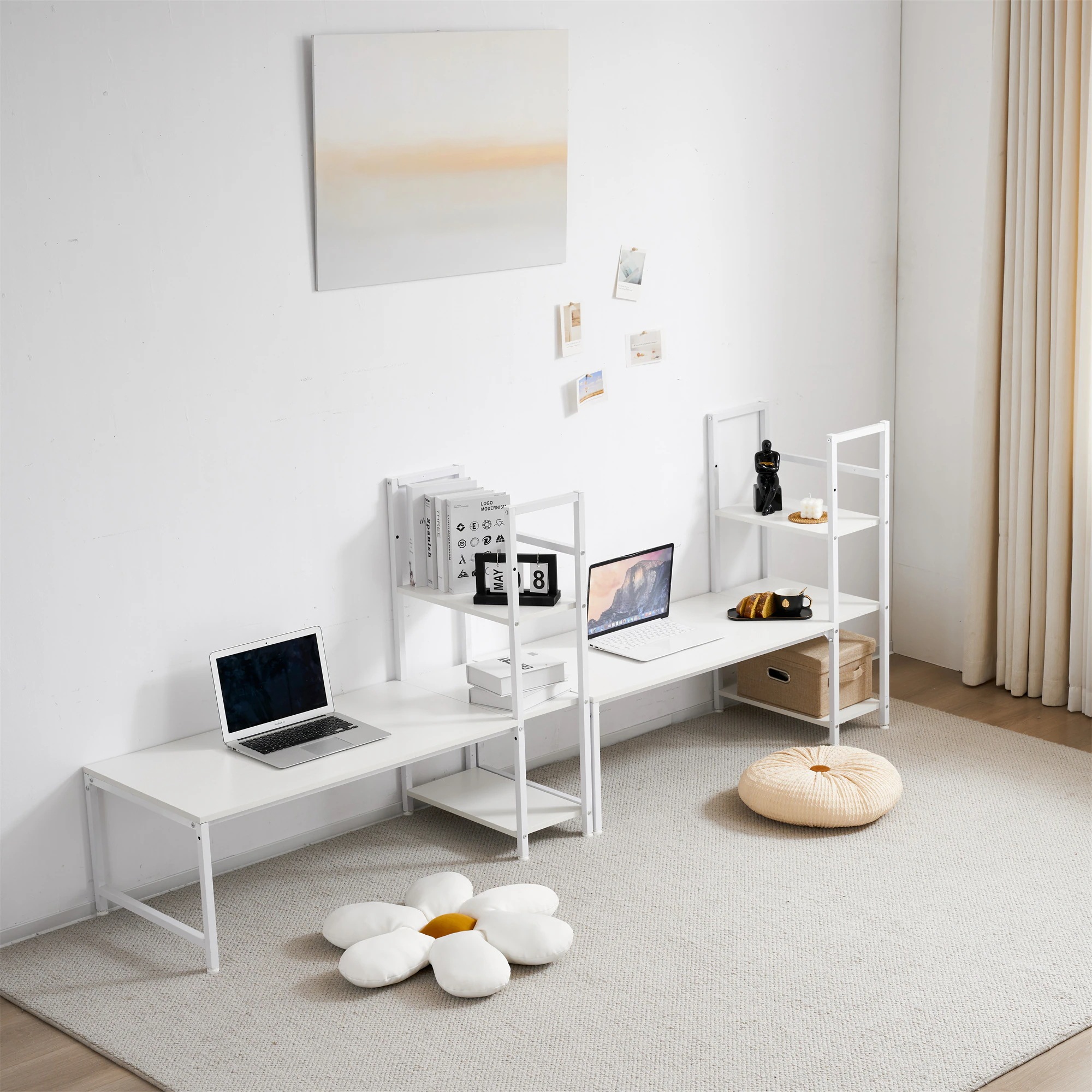 【国内発送M】840【新品登場】【グレー】H型PCデスク ロータイプ一体型 ラック付き デスク ワークデスク 木製 学習デスク 【国内発送M】840【新品登場】【グレー】H型PCデスク ロータイプ一体型 ラック付き デスク ワークデスク 木製 学習デスク