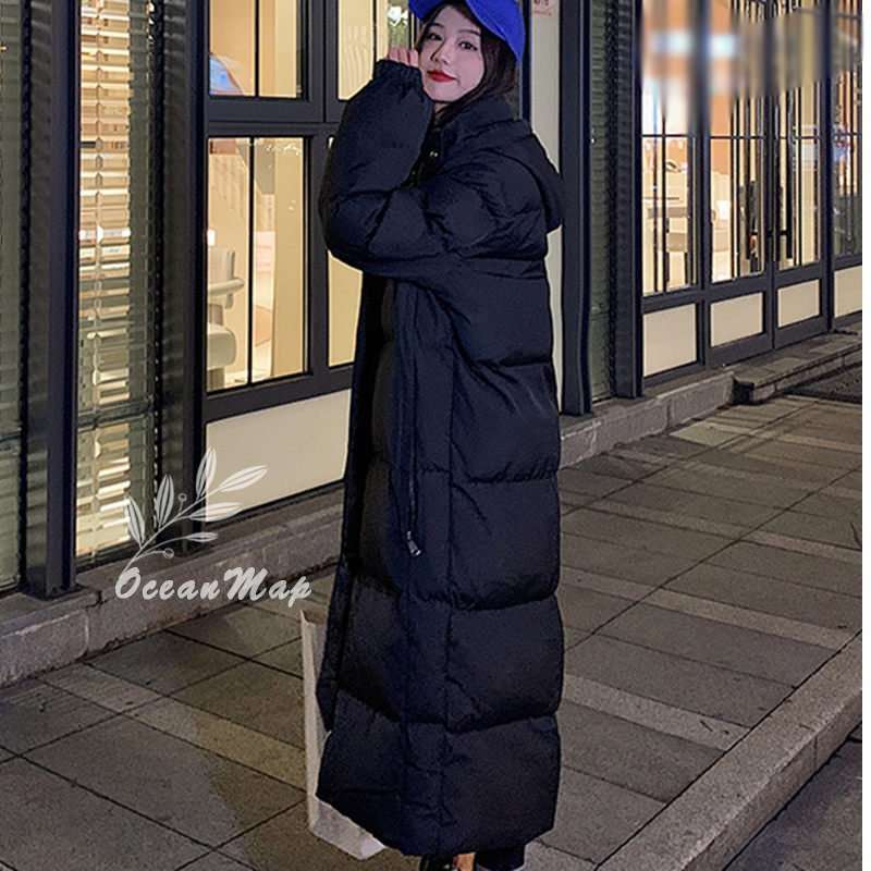 レディース ダウンジャケット 秋 冬 中綿 フードコート 無地 ロング丈 ダウンコート 防寒着 中綿コート 体型カバー アウター 韓国風 暖かい 可愛い コート レディース 冬 大サイズ おしゃれ カ