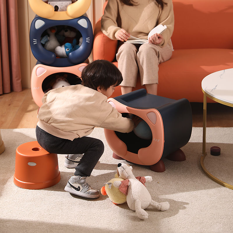 猫のイメージ置物棚大容量収納スペース縁が丸く手を剃らず安定して積み重ねられ傾きにくく環境に優しい材質を採用し収納ボックスは猫の巣も作れる3色から選択できお勧めです