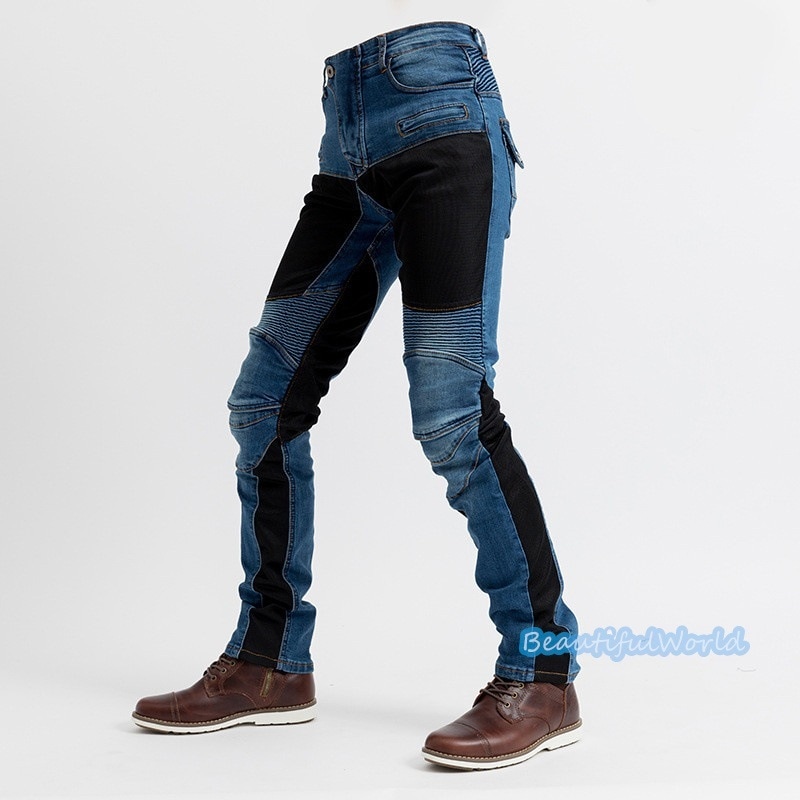 バイクパンツ メンズ ライダーパンツ バイクウェア オートバイ プロテクター付き ジーンズ デニム 転倒防護 膝当て 耐久 耐衝撃 膝パッド レーシングパンツ/24mtckz28