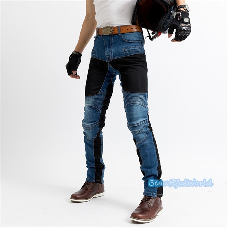 バイクパンツ メンズ ライダーパンツ バイクウェア オートバイ プロテクター付き ジーンズ デニム 転倒防護 膝当て 耐久 耐衝撃 膝パッド レーシングパンツ/24mtckz28