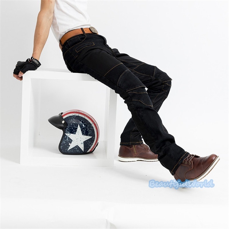 バイクパンツ メンズ ライダーパンツ バイクウェア オートバイ プロテクター付き ジーンズ デニム 転倒防護 膝当て 耐久 耐衝撃 膝パッド レーシングパンツ/24mtckz28