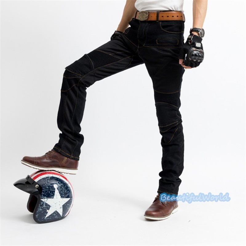 バイクパンツ メンズ ライダーパンツ バイクウェア オートバイ プロテクター付き ジーンズ デニム 転倒防護 膝当て 耐久 耐衝撃 膝パッド レーシングパンツ/24mtckz28