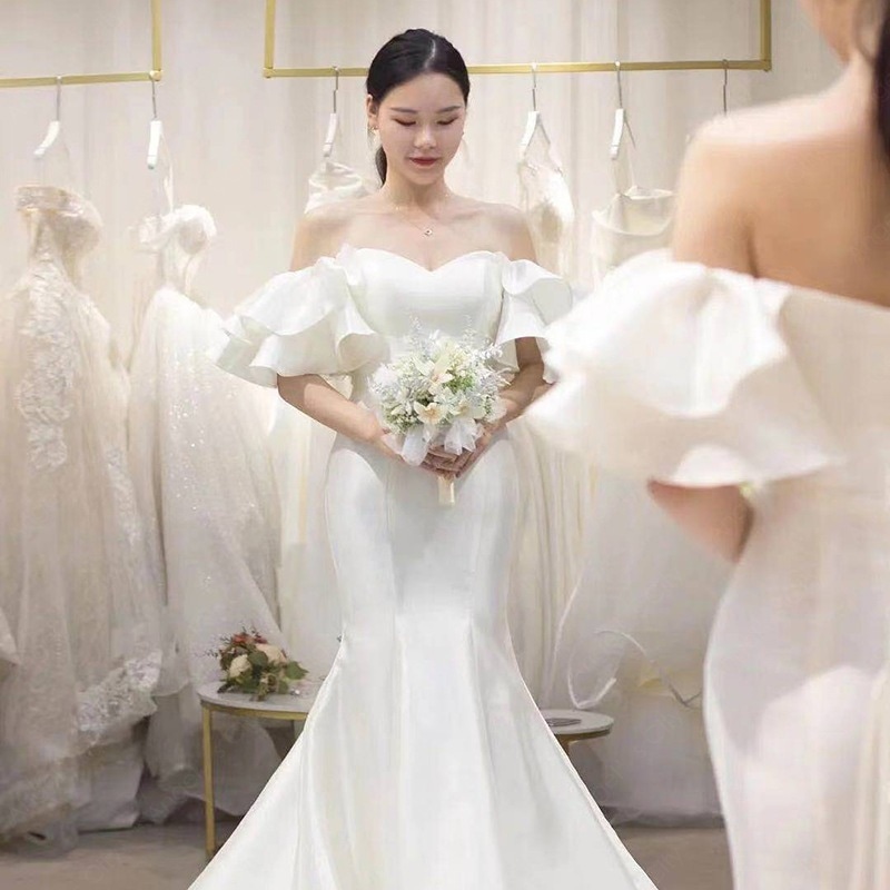 パーティー ドレス ウェディング 結婚式 白 レース マーメイド 2024春新作 ドレス 新 ウエディングドレス 白 マーメイドドレス