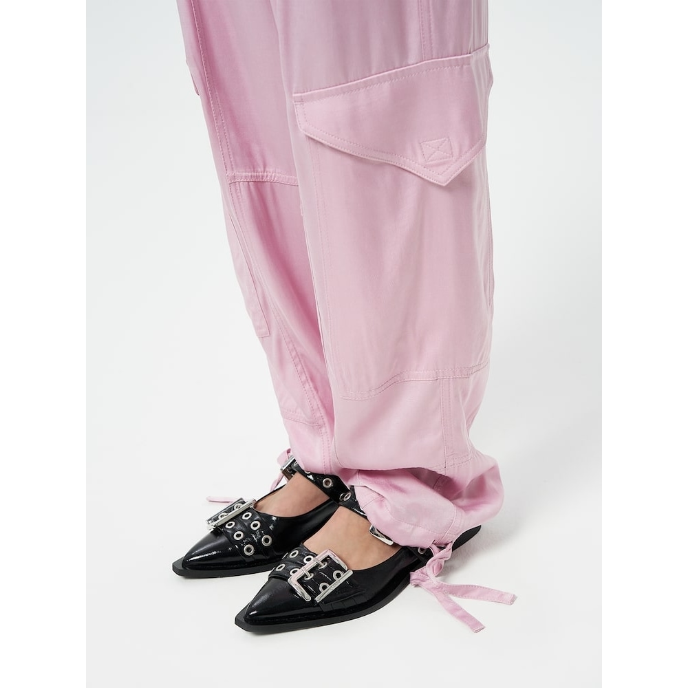 GANNI プリーツサテンパンツ-ブリーチドモーブ FW24/QN4521R10Y