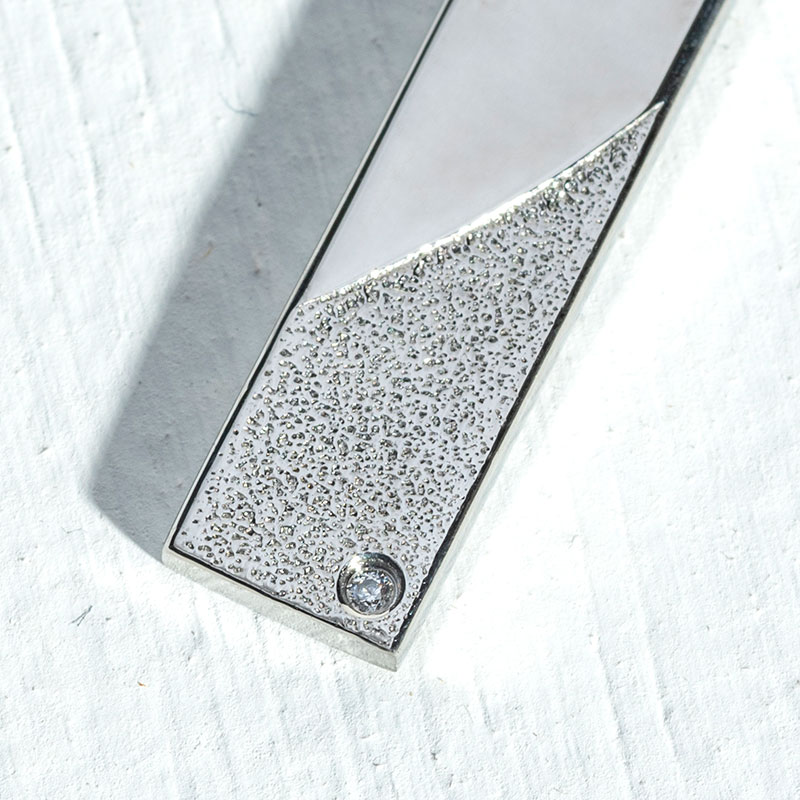 別注 トライネックレス サンドプレート サージカルステンレス クリアジルコニア メンズ ブランド 彼氏 プレゼント