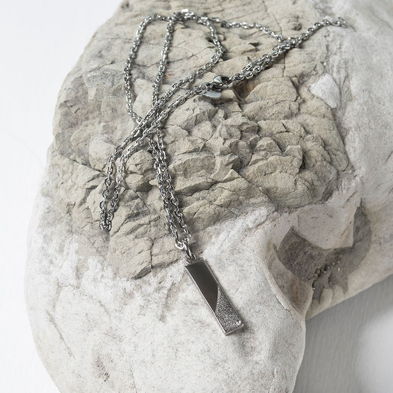 別注 トライネックレス サンドプレート サージカルステンレス クリアジルコニア メンズ ブランド 彼氏 プレゼント