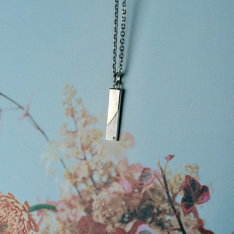 別注 トライネックレス サンドプレート サージカルステンレス クリアジルコニア メンズ ブランド 彼氏 プレゼント