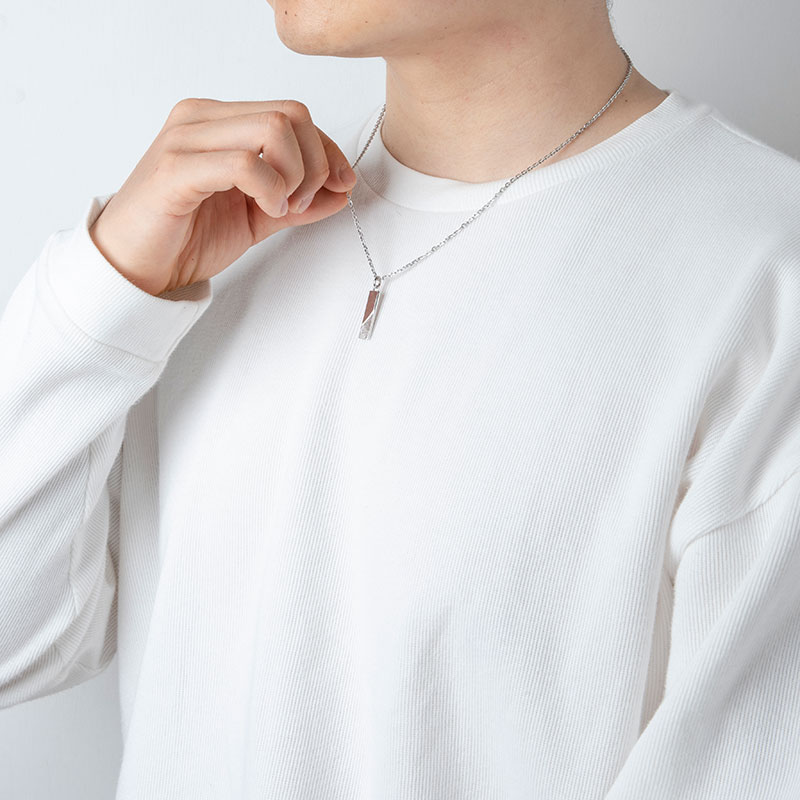 別注 トライネックレス サンドプレート サージカルステンレス クリアジルコニア メンズ ブランド 彼氏 プレゼント