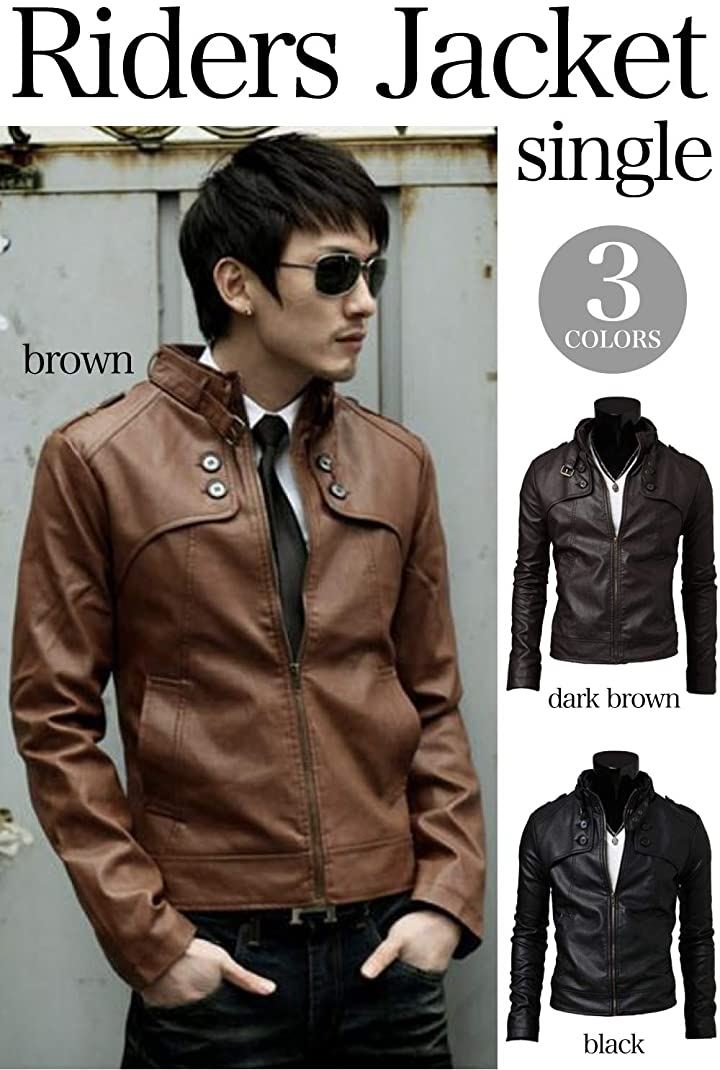 ライダース ジャケット シングル ビンテージ レザー メンズ 服( ブラック, XL) ライダース ジャケット シングル ビンテージ レザー メンズ 服( ブラック, XL)