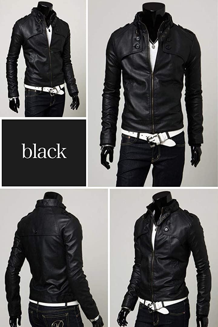 ライダース ジャケット シングル ビンテージ レザー メンズ 服( ブラック, XL) ライダース ジャケット シングル ビンテージ レザー メンズ 服( ブラック, XL)