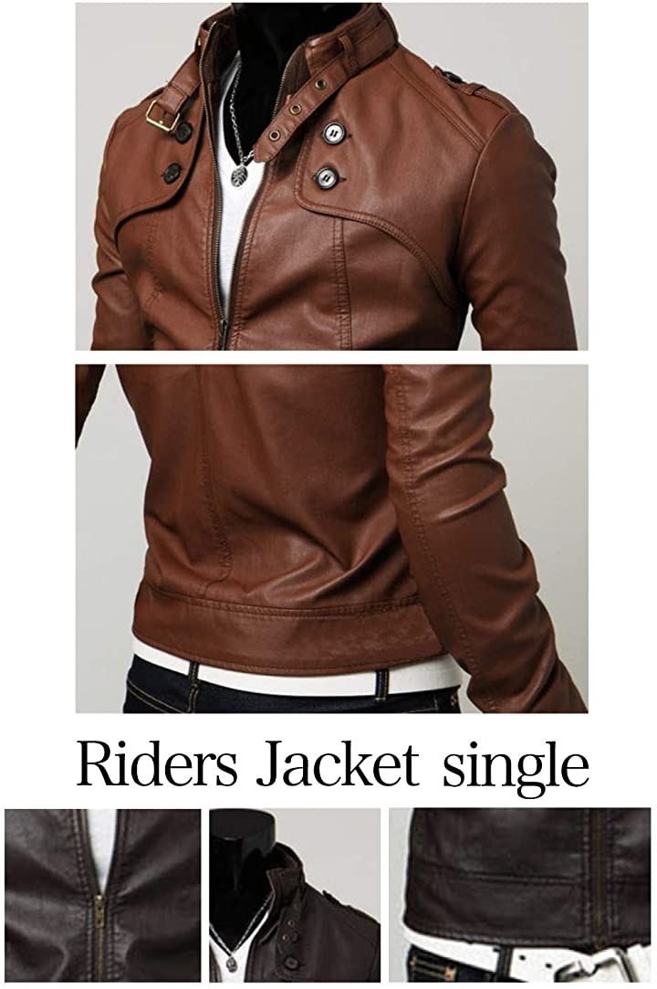 ライダース ジャケット シングル ビンテージ レザー メンズ 服( ブラック, XL) ライダース ジャケット シングル ビンテージ レザー メンズ 服( ブラック, XL)