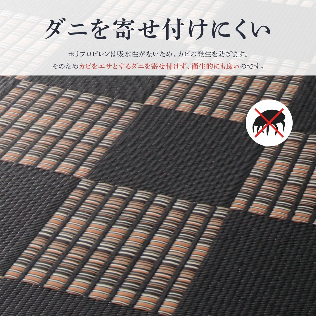 洗える い草風モダンデザインラグ [Duffle]ダッフェル 本間2畳（191x191cm） ネイビー