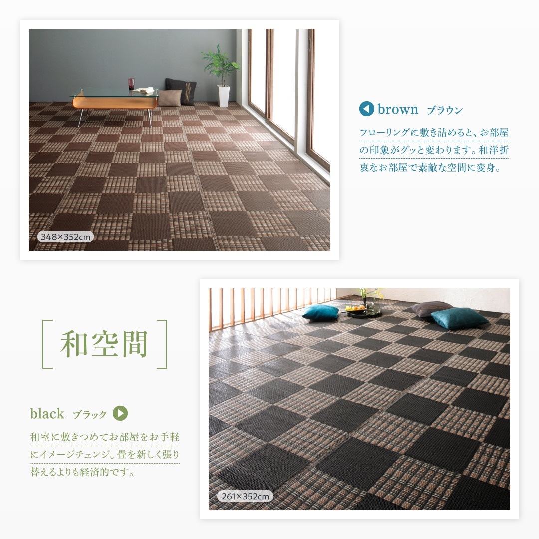 洗える い草風モダンデザインラグ [Duffle]ダッフェル 本間2畳（191x191cm） ネイビー