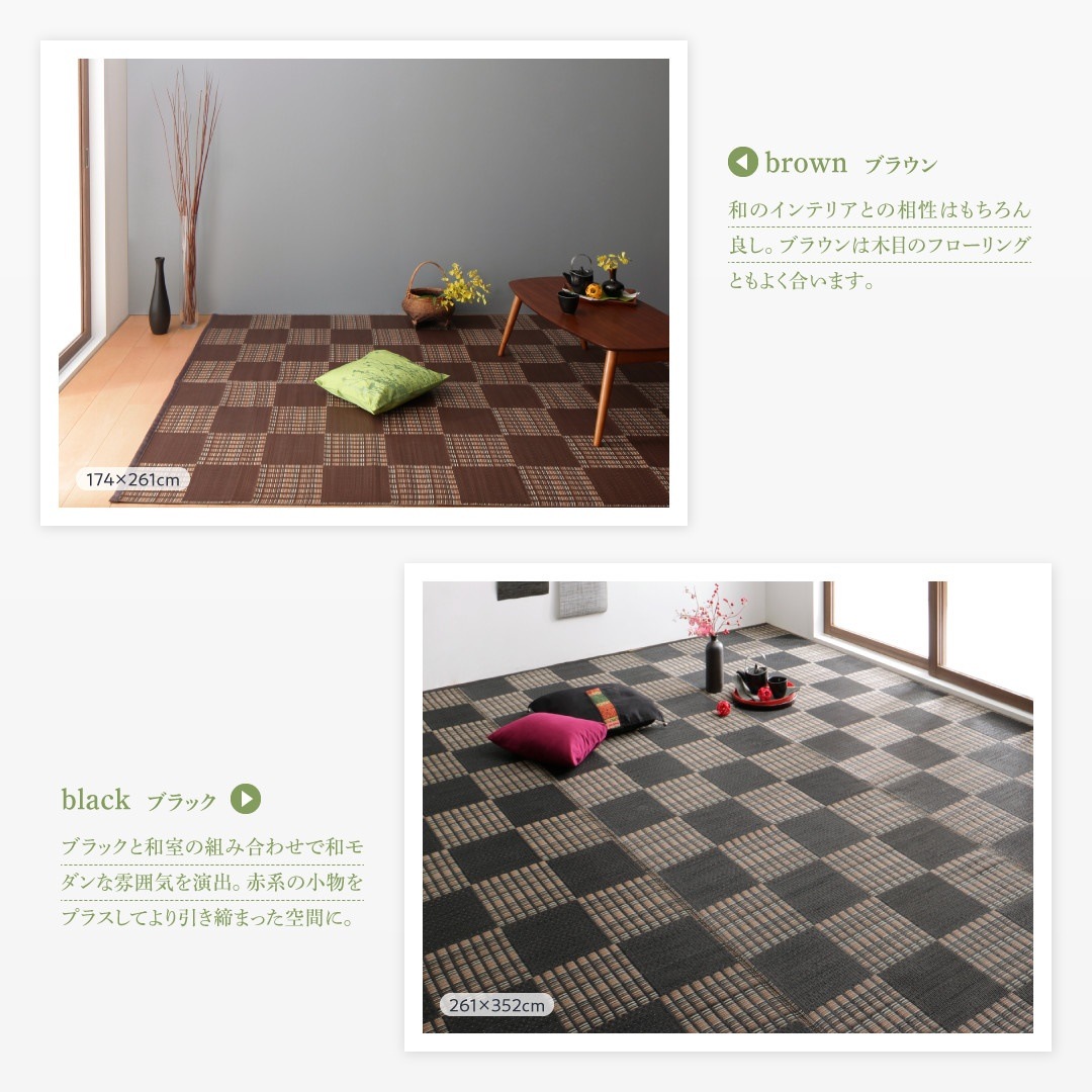 洗える い草風モダンデザインラグ [Duffle]ダッフェル 本間2畳（191x191cm） ネイビー