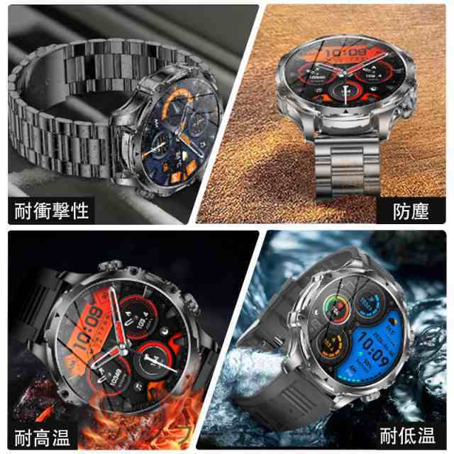 スマートウォッチ 軍用規格 メンズ 丸型 通話機能付き スマホ対応 防水 スマートウォッチ メンズ 丸型 1.75インチ超大画面 通話機能付き 軍用