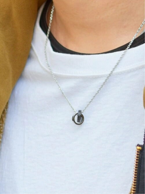 ネックレス メンズ トライ ロゴ ダブルリング ステンレス LH-03NE0255 【ネコポス】 ネックレス メンズ トライ ロゴ ダブルリング ステンレス LH-03NE0255 【ネコポス】