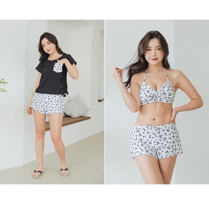 体型カバー水着 2025 水着 レディース ラッシュガード 3点セット花柄 大きいサイズ タンキニ 紫外線カット uvカット フィットネス 上下セット ママ水着