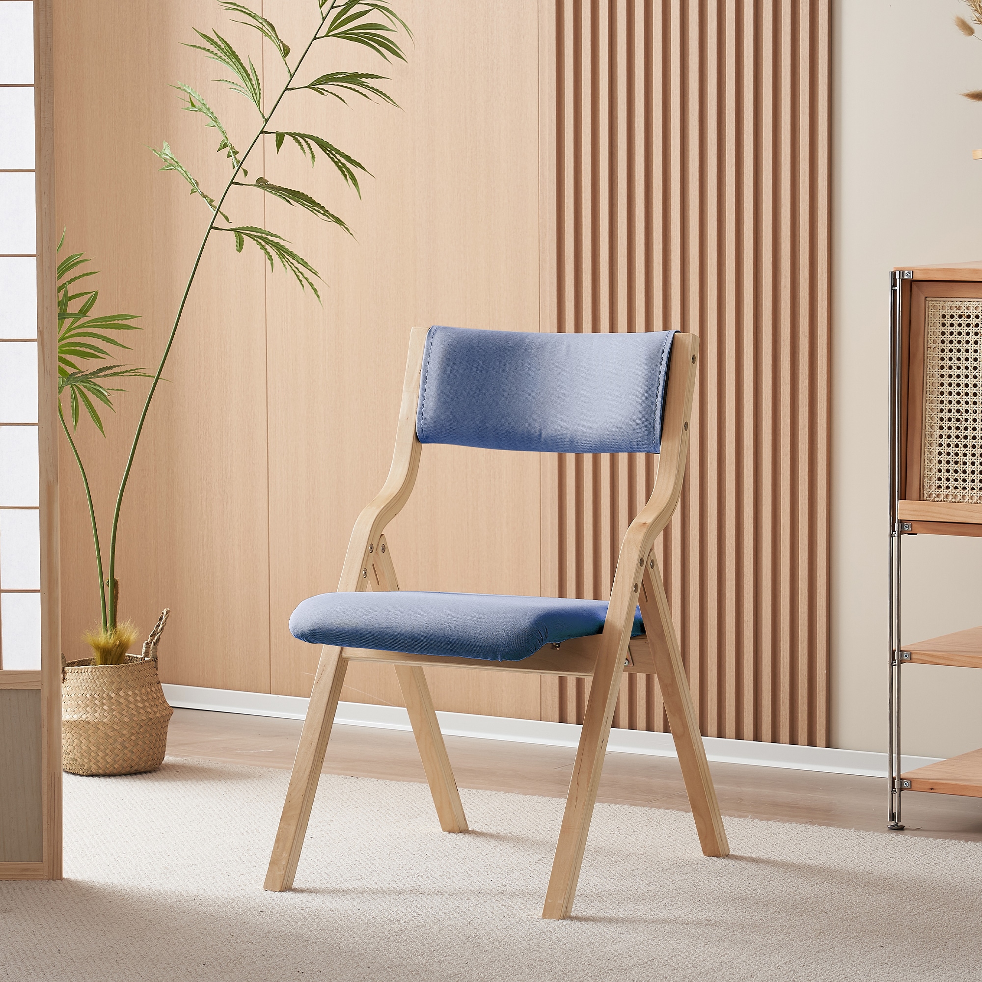 国内即発送】ブルー ダイニングチェア 木製 椅子 完成品 介護チェア