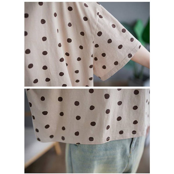 Qoo10] tシャツ 半袖tシャツ ドット柄 カット