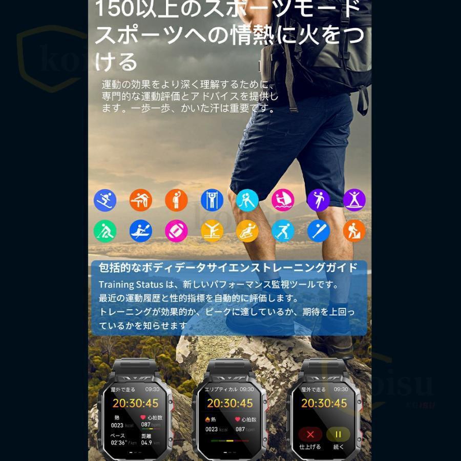 スマートウォッチ 軍用規格 血糖値 血圧測定 心拍数 健康管理 血中酸素 着信通知 通話機能 歩数計 体温測定 睡眠管理 日本製センサー 音楽・カメラ制御 天気予報
