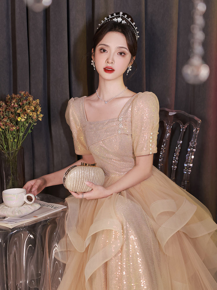 イブニング ドレス スカート女性 2024 宴会気質高精細スクエア カラー アート テスト スカート 母の日 イブニング ドレス スカート女性 2024 宴会気質高精細スクエア カラー アート テスト スカート 母の日