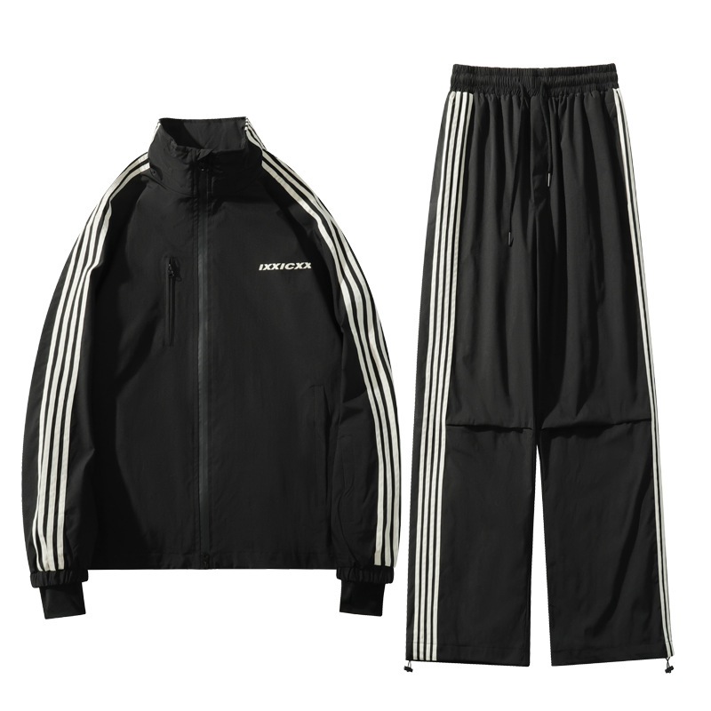 ストライプパッチワークラージサイズスキーウェアセット男性カップル用滑り止め防風防水保温コート