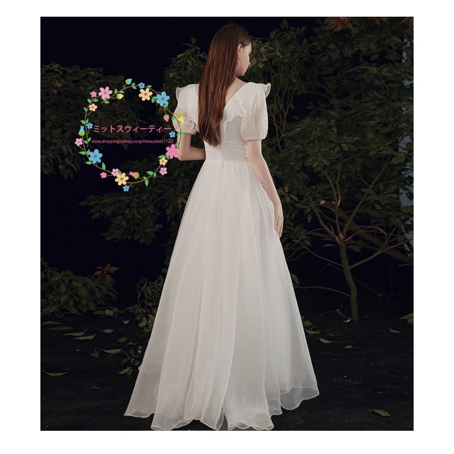 二次会ウェデイングドレスウエディングドレスパーティードレス花嫁ワンピース結婚式チュール