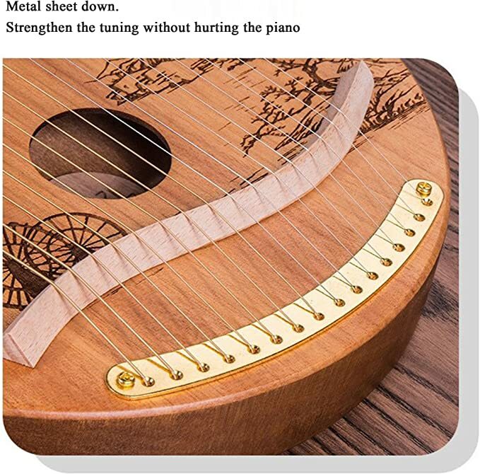 新番24弦 ライアーハープ 竪琴ハープ 金属弦 マホガニーソリッドウッド