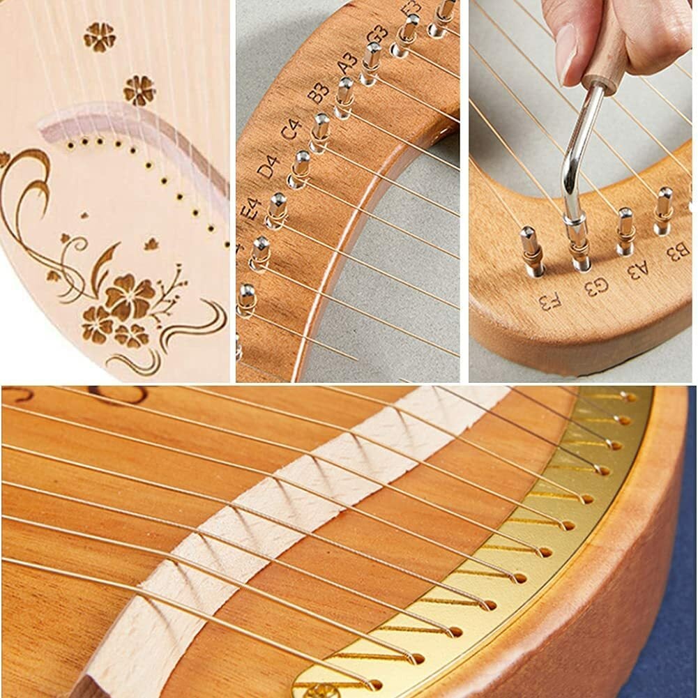 新番24弦 ライアーハープ 竪琴ハープ 金属弦 マホガニーソリッドウッド