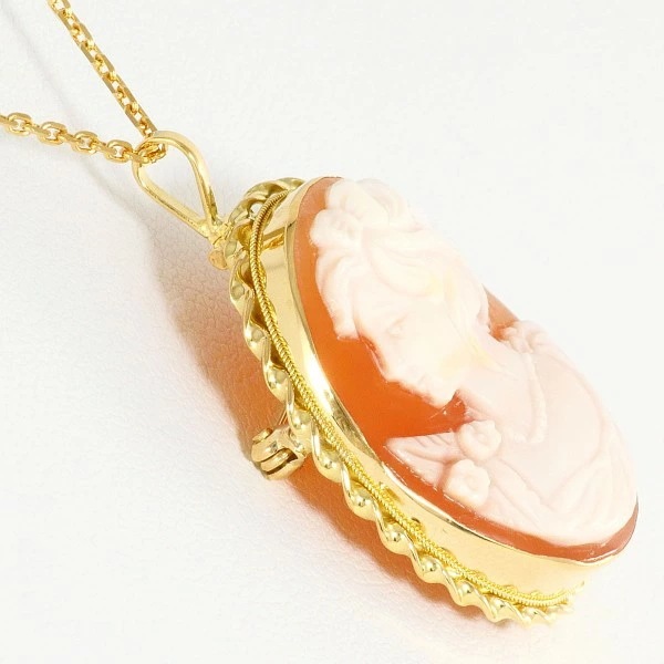 K18 18金 YG イエローゴールド ネックレス ブローチ シェルカメオ ジュエリー 中古 K18 18金 YG イエローゴールド ネックレス ブローチ シェルカメオ ジュエリー 中古