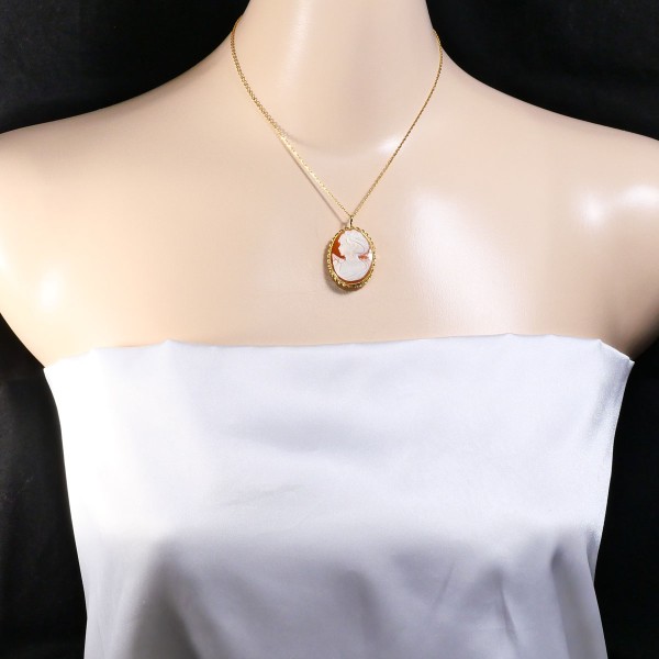K18 18金 YG イエローゴールド ネックレス ブローチ シェルカメオ ジュエリー 中古 K18 18金 YG イエローゴールド ネックレス ブローチ シェルカメオ ジュエリー 中古