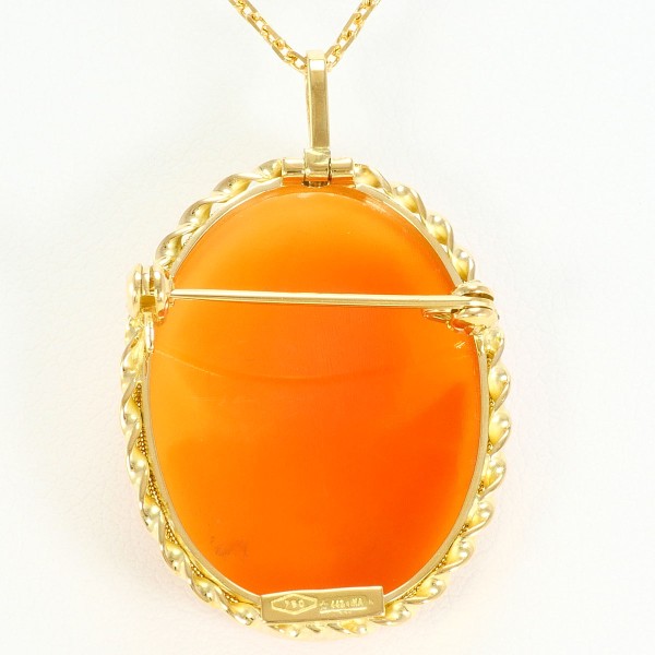 K18 18金 YG イエローゴールド ネックレス ブローチ シェルカメオ ジュエリー 中古 K18 18金 YG イエローゴールド ネックレス ブローチ シェルカメオ ジュエリー 中古