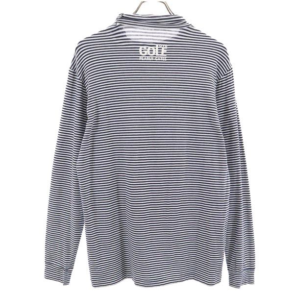 日本製 ボーダー ゴルフ 長袖 Tシャツ 4 ネイビー系 ロンT メンズ