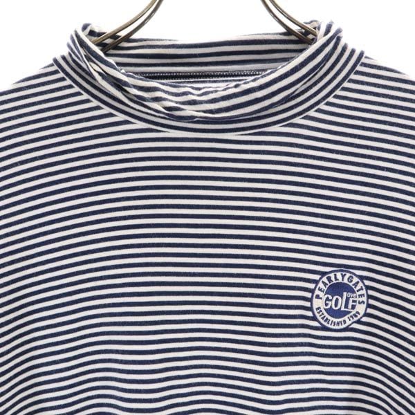 日本製 ボーダー ゴルフ 長袖 Tシャツ 4 ネイビー系 ロンT メンズ