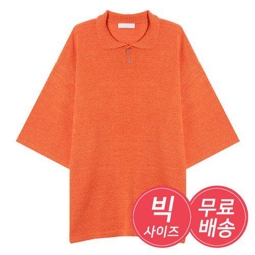 メンズ夏オーバーサイズカラー半袖ニットTシャツ AC-KNH-Q015-オレンジ_1