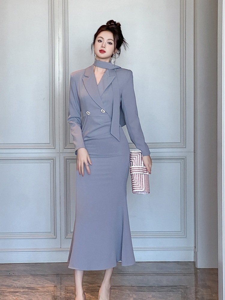 【JY.上品】 2024秋冬新品 大人 スーツワンピース 女王様 マーメイド タイト ドレス パーティー キャバ 大人 同窓会 披露宴 卒業式 結婚式 演奏会 ウェディング 二次会 メガ割