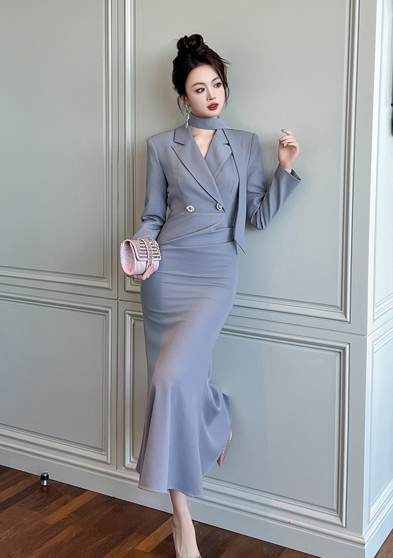 【JY.上品】 2024秋冬新品 大人 スーツワンピース 女王様 マーメイド タイト ドレス パーティー キャバ 大人 同窓会 披露宴 卒業式 結婚式 演奏会 ウェディング 二次会 メガ割