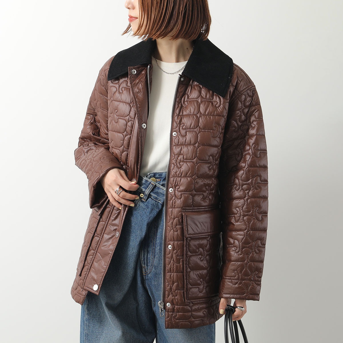 GANNI ガニー キルティングジャケット Shiny Quilt Midi Jacket W0343 W0397 レディース ブルゾン 中綿 軽量 ミディ丈 カラー2色 GANNI ガニー キルティングジャケット Shiny Quilt Midi Jacket W0343 W0397 レディース ブルゾン 中綿 軽量 ミディ丈 カラー2色