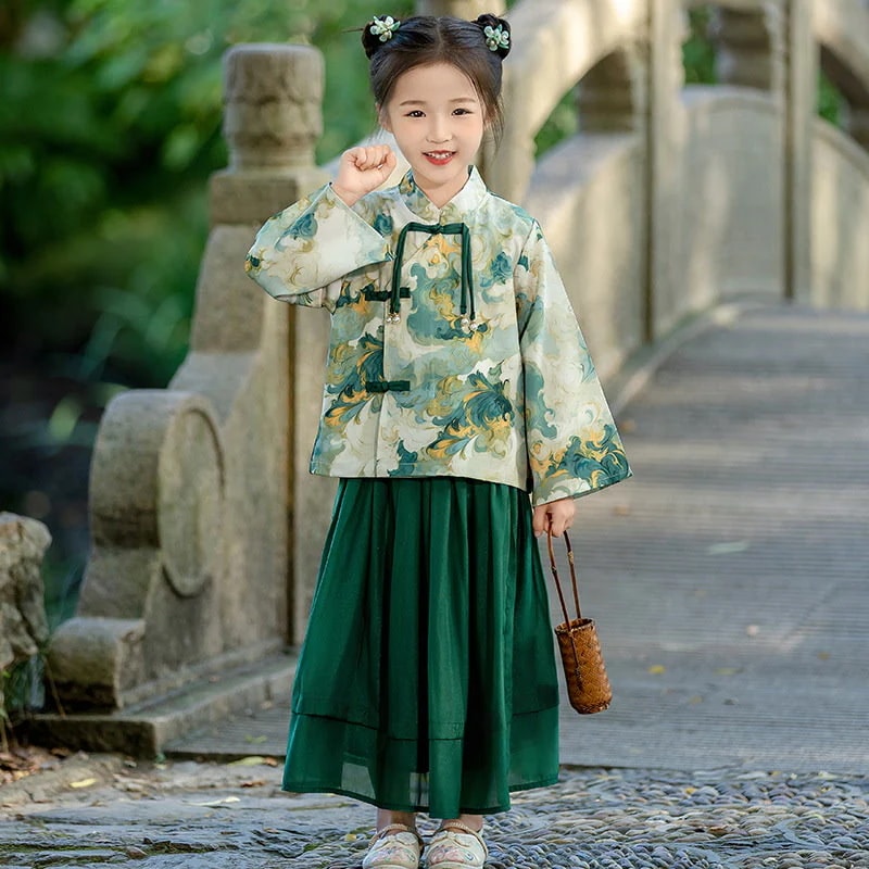【即納】民族ナチュラルエスニック復古写真撮影パーティー用演出 中国子供男子女子2点セットアップ 最安値に挑戦